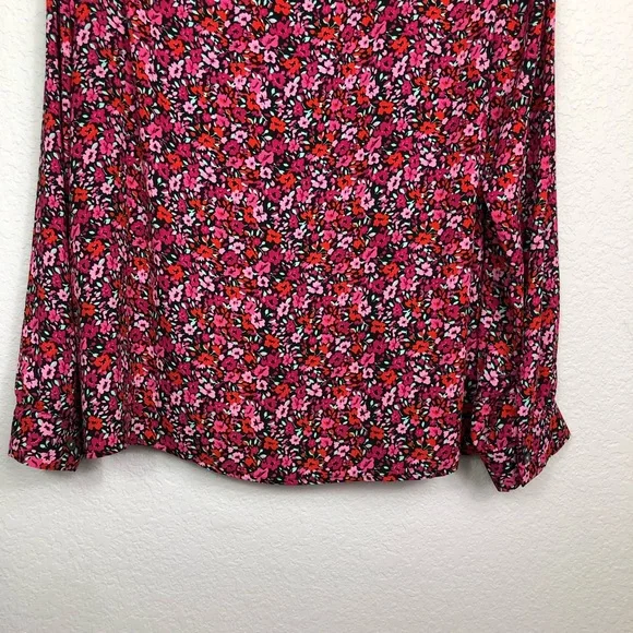 J Crew Factory  Women’s Floral Green Pink Print Long Sleeves Size 2X - Picture 6 of 10